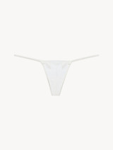 Thong in off-white stretch tulle_0