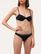 Balconette Bikini Top in Black with logo_1