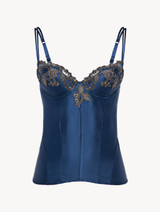 Blue corset in silk satin with frastaglio_0