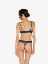 Silk satin thong with frastaglio in Blue_2