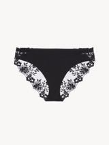 Medium Brief in black Lycra with embroidered tulle_0