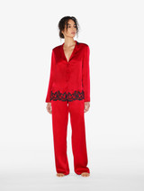 Red silk long pyjamas with frastaglio_1