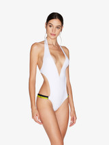 Cut-out Swimsuit in White_3