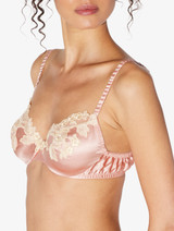 Silk Underwired Bra in powder pink with ivory frastaglio_3