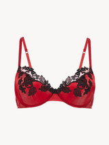 Silk Underwired Bra in red with black frastaglio_0