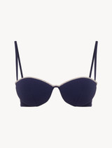 Monogram Bandeau Bikini Top in Navy_0