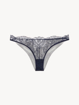 Brazilian Brief in Steel Blue and Black with Leavers lace_0