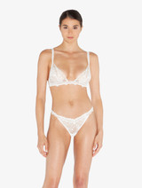 Soft Triangle Bra in Off White with Leavers lace_1