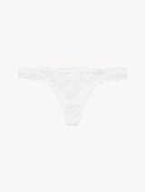 Thong in Off White with Leavers lace_0