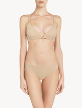 Latte-coloured non-wired padded triangle V-bra_1