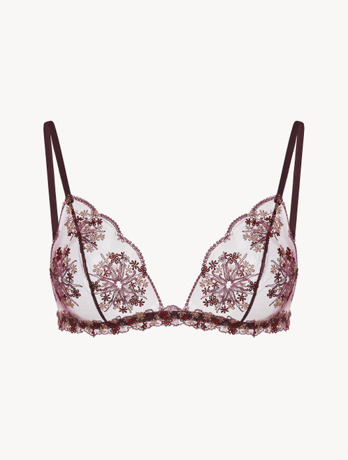 Triangle Bra in burgundy embroidered tulle