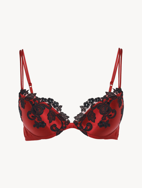 Red silk Push-up Bra with frastaglio_0