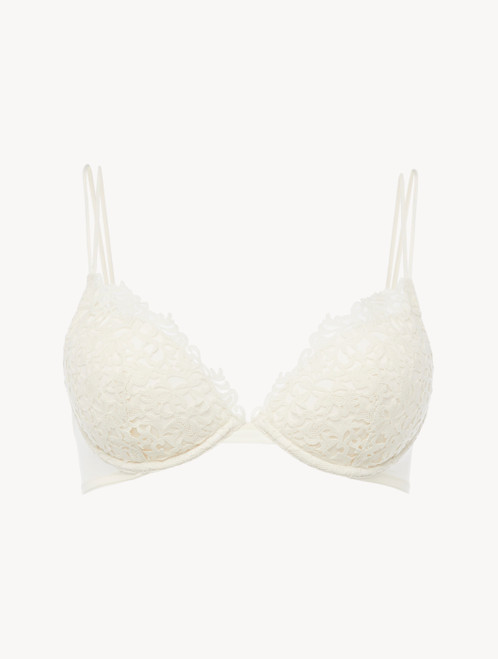 【美品】ilfelino layered upper bra Off-white non-wired bandeau bra with macramé