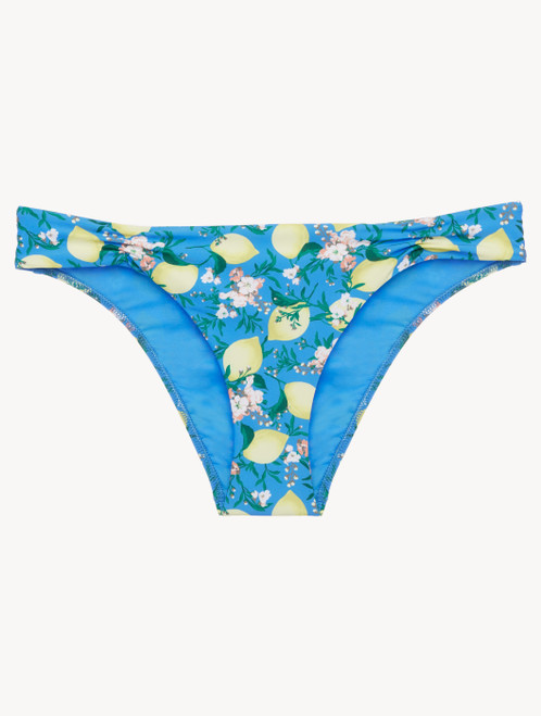 Blue Printed Bikini Brief with pleat detailing_6