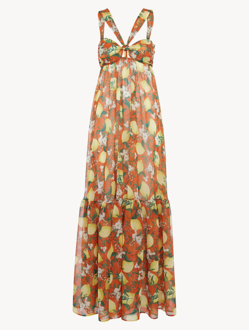 Orange Printed Maxi Dress_8