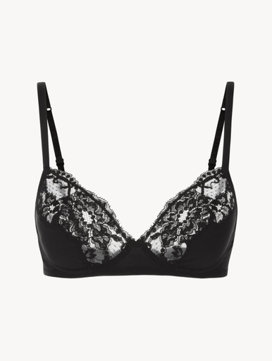 Luxury Cotton Non-Wired Bra in Black | La Perla