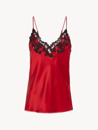 pellicule lamé film camisole Blue silk camisole with frastaglio - La Perla - Global