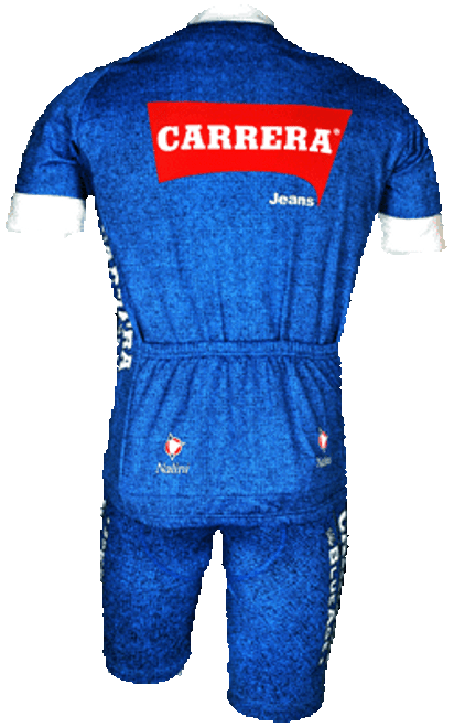 Carrera Blue Retro HZ Jersey  Rear View Carrera Blue Retro HZ Jersey  Rear View