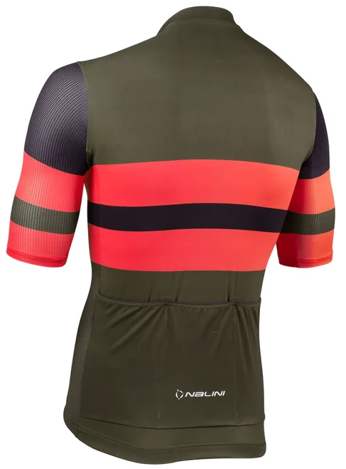 Nalini Linear Coral Red Green Jersey Rear