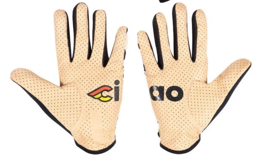 Cinelli Black White Pattern Long Finger Gloves Palms