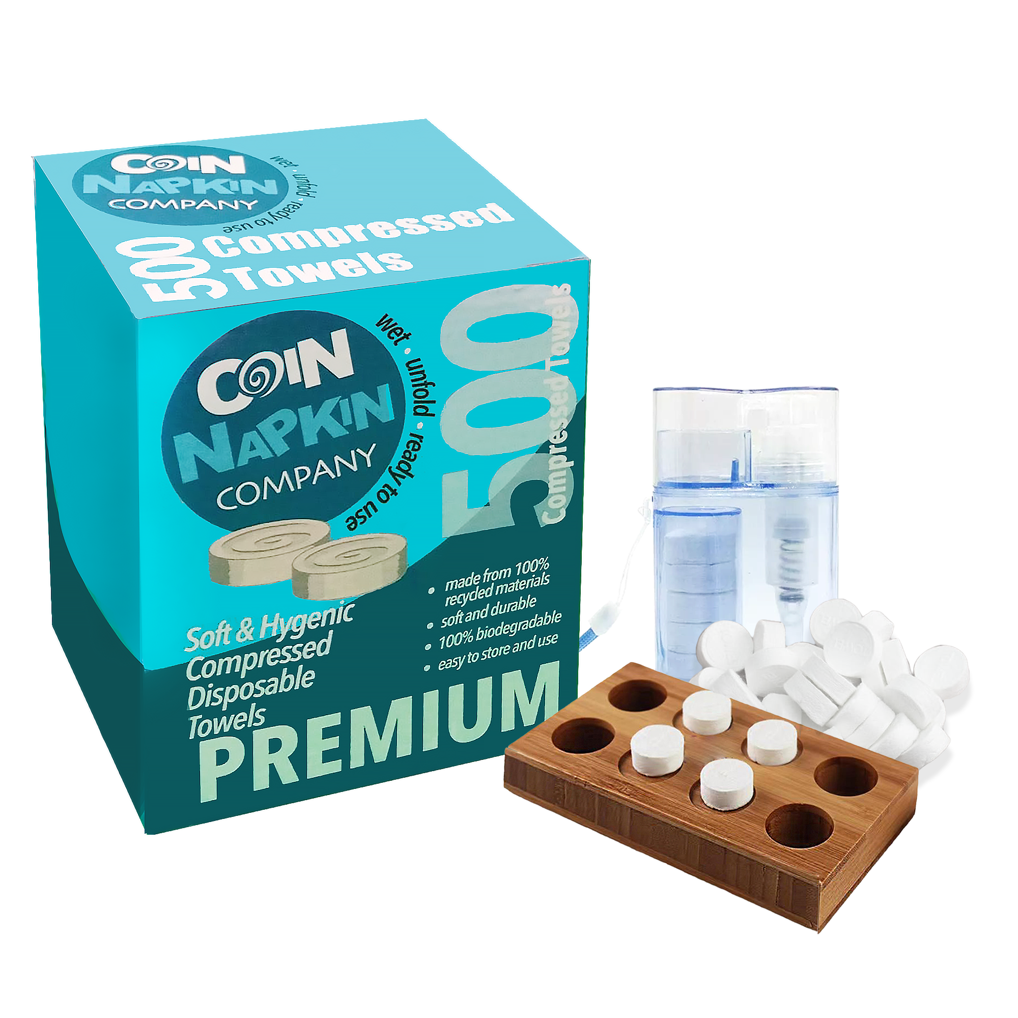 Add a bit of magic to the end of a meal with Coin Napkin Company super expanding, fabulously hygienic, hot, cold or warm Magic Coin Tissues. 