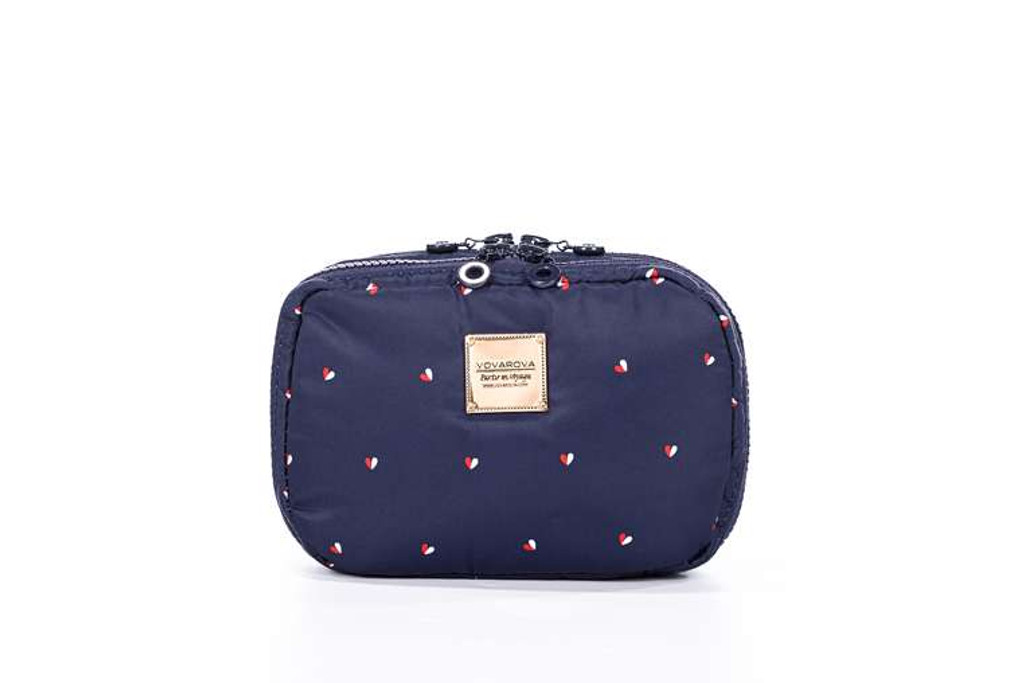 2-Zip Cosmetics and accessories Bag - Gem of Hearts - Navy [[collection]] [[product_type]] 188 VOVAROVA