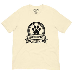 Bold black paw print tee for dog lovers with coastal roots.