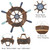 2 Pack 11" Wooden Ship Wheel and 13" Wooden Anchor - 1761454778