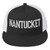 Boldly represent Nantucket with this black-and-white trucker cap.