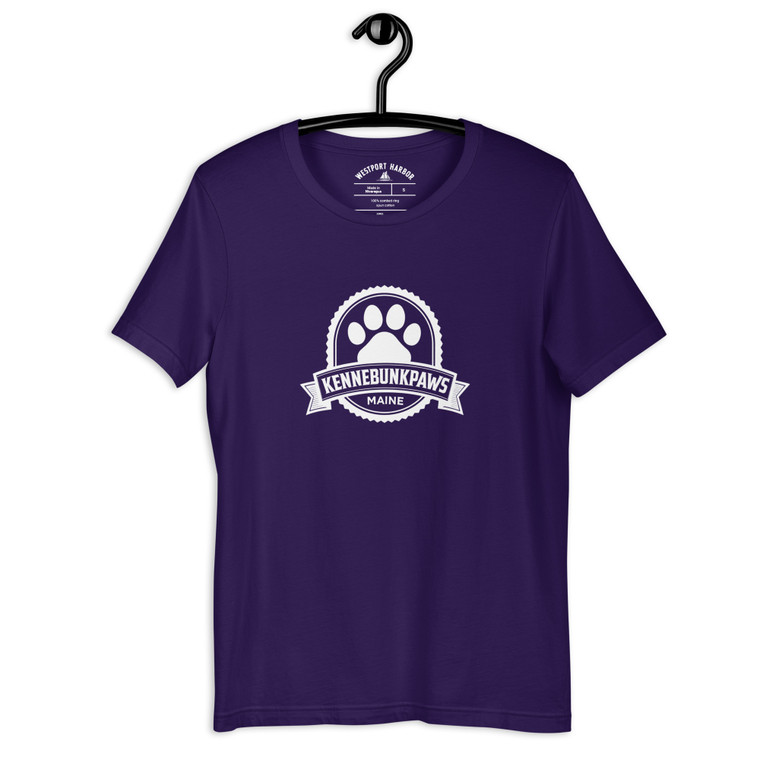 A bold dark tee celebrating Kennebunkport and your furry co-pilot.