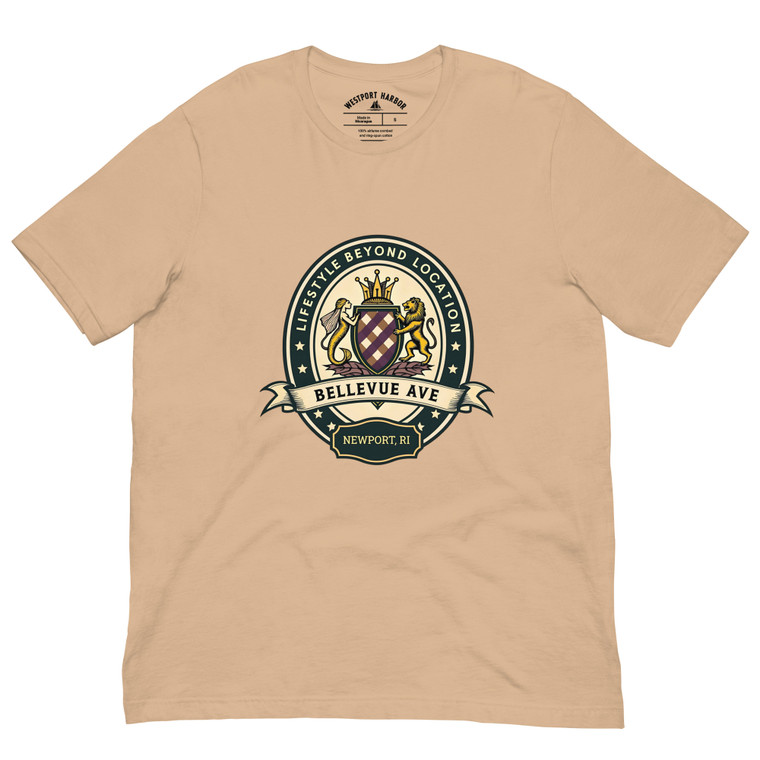 Tribute tee to Newport’s famed Bellevue Avenue and its Gilded Age grandeur.