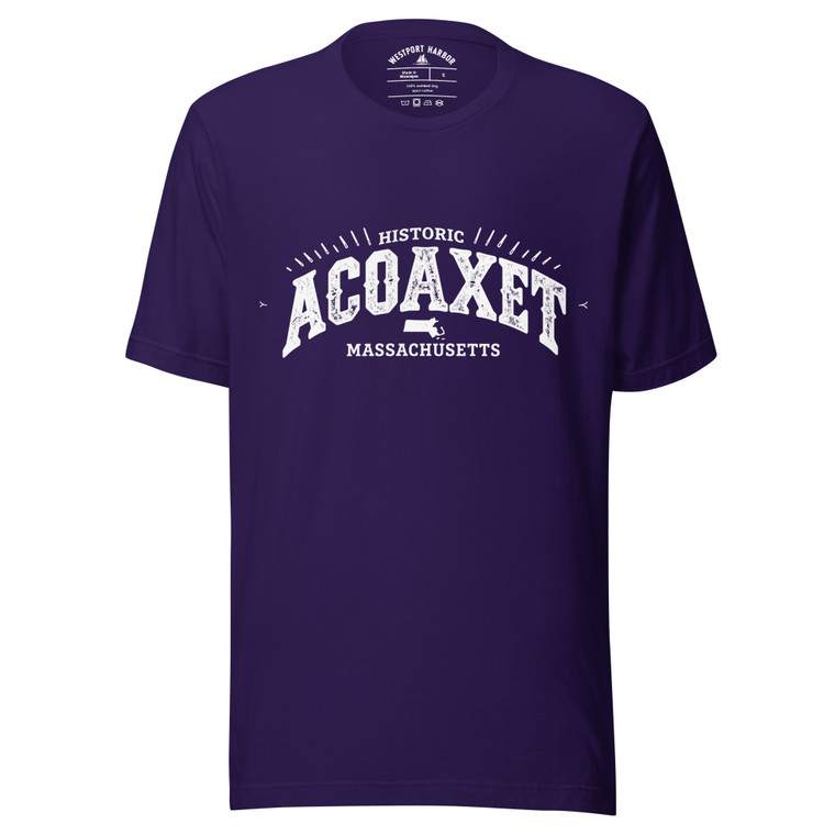 Sleek dark tee featuring Acoaxet’s historic shoreline design.