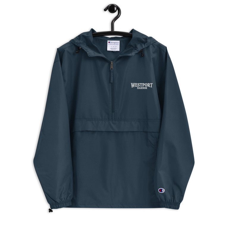Weather-resistant Champion jacket with Westport Harbor embroidery