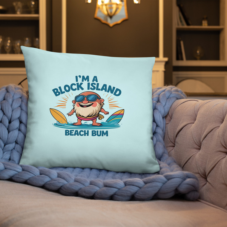 Claim your beach bum title with the Block Island Beach Bum (Adrian) Pillow.