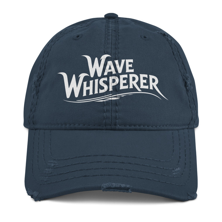 Capture the calm of the coast with the Wave Whisperer Distressed Dad Hat.
