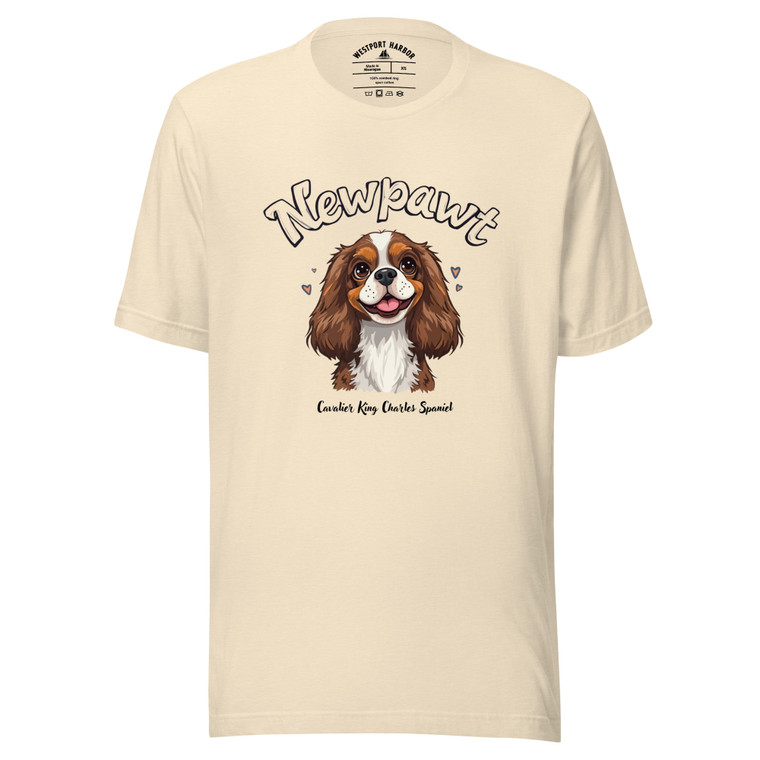 The Newpawt Cavalier King Charles Spaniel Tee — soft, sweet, and simply unforgettable.