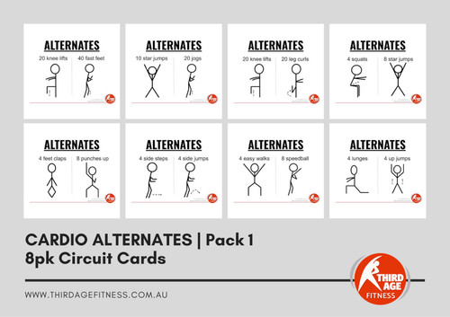 Cardio Alternates Exercise Circuit Card Pack #1 Summary for older adults fitness classes