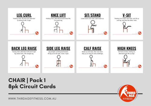 Chair Exercise Circuit Card Pack #1 Summary for older adults fitness classes