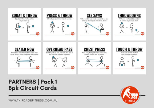 Partners Exercise Circuit Card Pack #1 Summary for older adults fitness classes