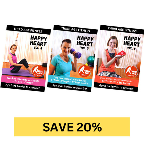 Happy Heart DVD Bundle Pack 2 for older adults exercise - Vol. 4-6 front covers