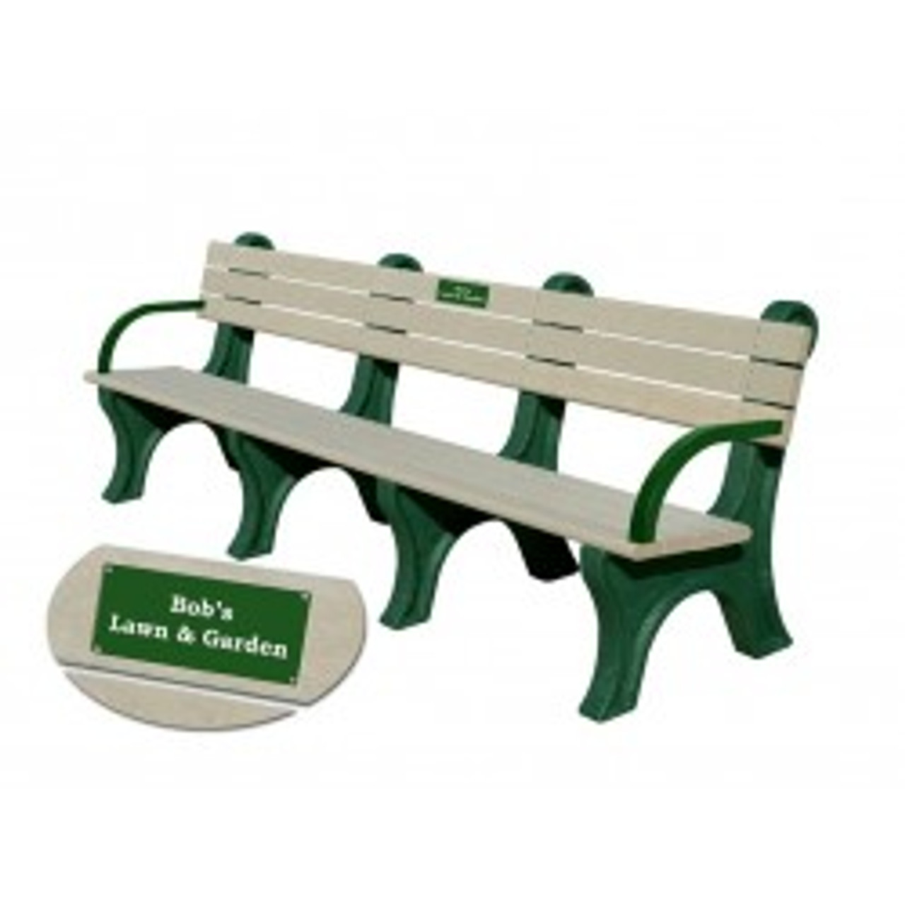 Bench W Plaque Park Classic Recycled Plastic