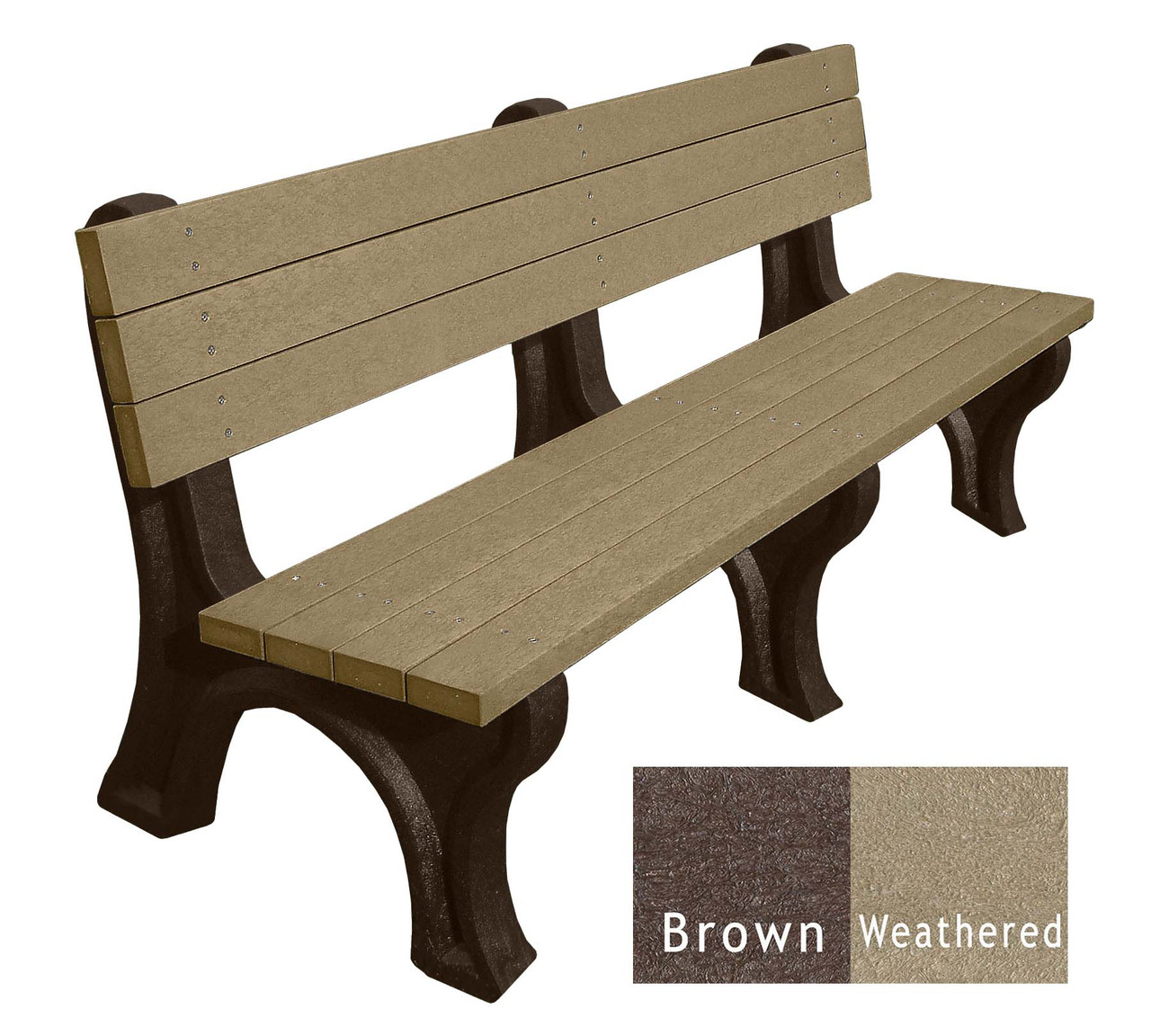 Deluxe Bench 6 Foot Recycled Engravable Plastic Bench