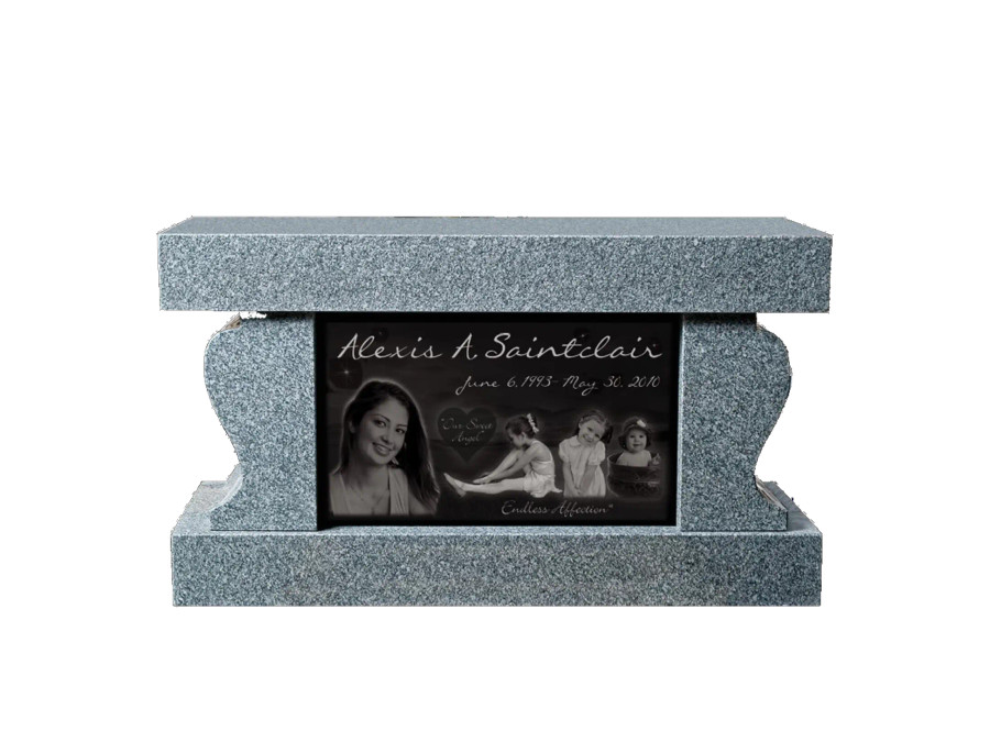 3 Foot Cremation Bench - Bahama Blue