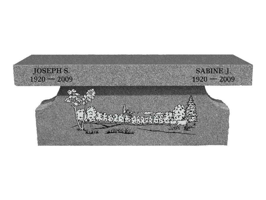 3 Foot Super Gray Cremation Bench