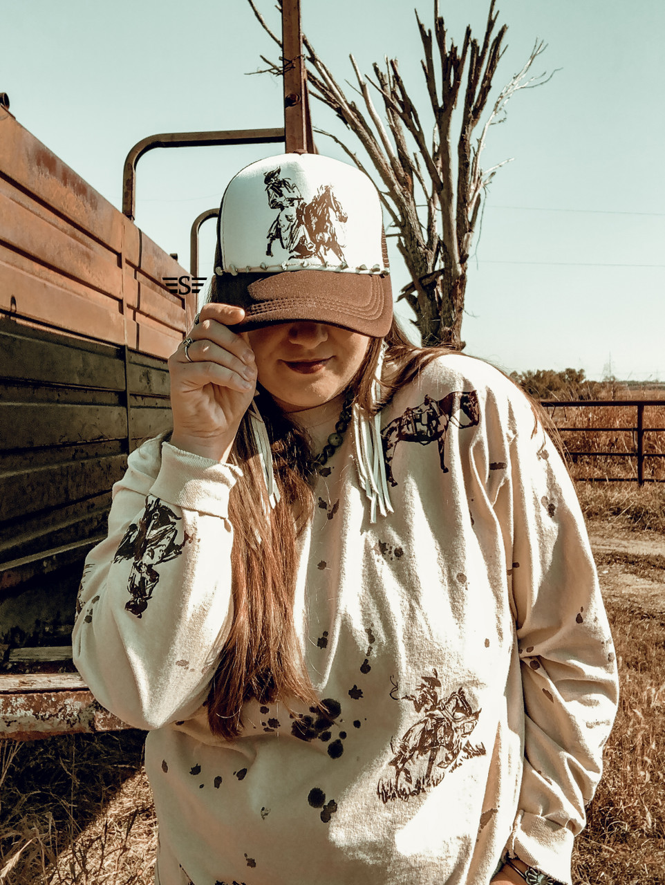 7292 Cowboy Trucker Hats For Women Men Structured Vintage Trucker Hat Cow Vintage cow trucker hat - Gem main image 4