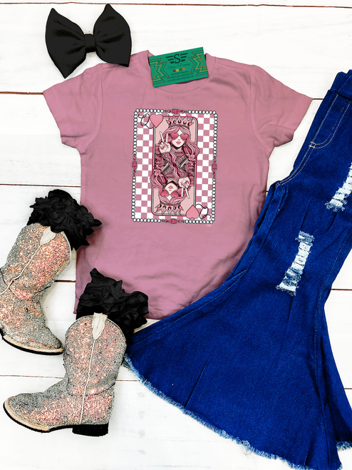 graphic tee, t-shirt, shirt, western, punchy, ranchy, desert, cowboy, cowgirl, hippie, queen of hearts, check, preppy, queen, valentines, hearts, cards, playing cards, navajo pearls, turquoise jewelry