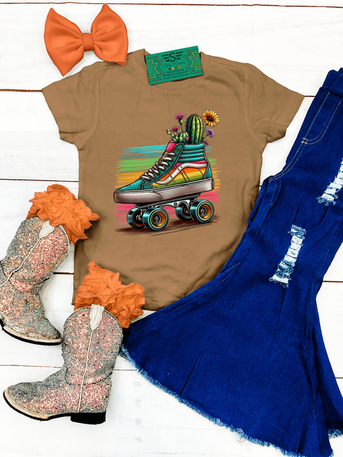 graphic tee, t-shirt, shirt, ranch, cattle, cow, cows, horse, horses, cattle women, rancher, western, punchy, ranchy, desert, cowboy, cowgirl, cactus, cacti, serape, skater, skate shoe, skates, roller skates