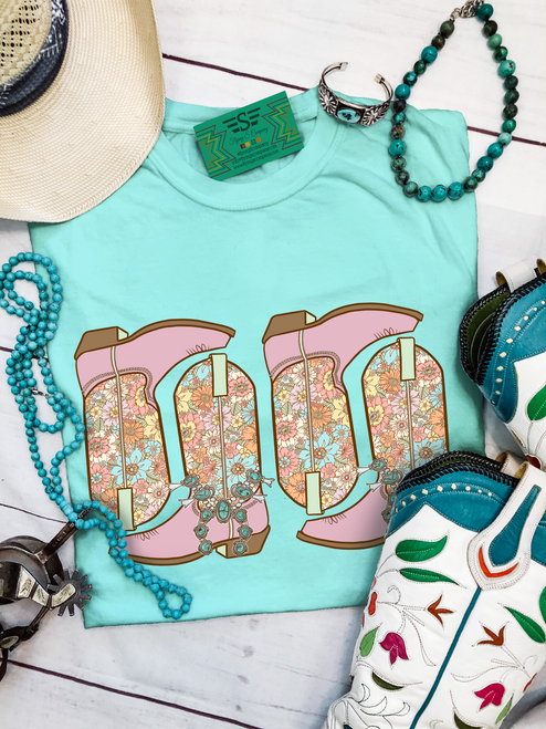 graphic tee, t-shirt, shirt, ranch, cattle, cow, cows, horse, horses, cattle women, rancher, western, punchy, ranchy, desert, cowboy, cowgirl, ranching, boots, floral, flowers