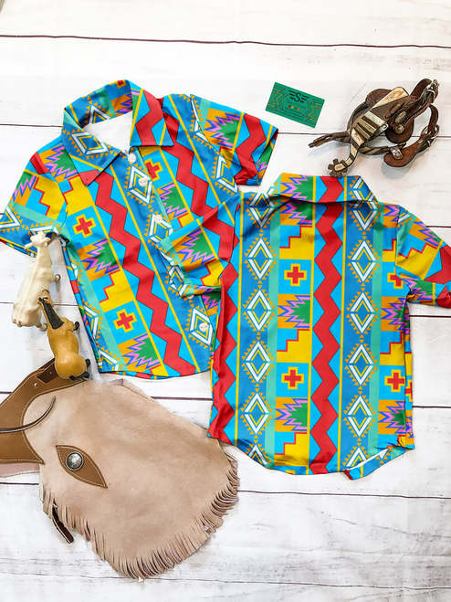 western, ranch, 90's, horses, cow, cattle, rancher, vintage geo, brush popper, swimsuit, swim suit, button up