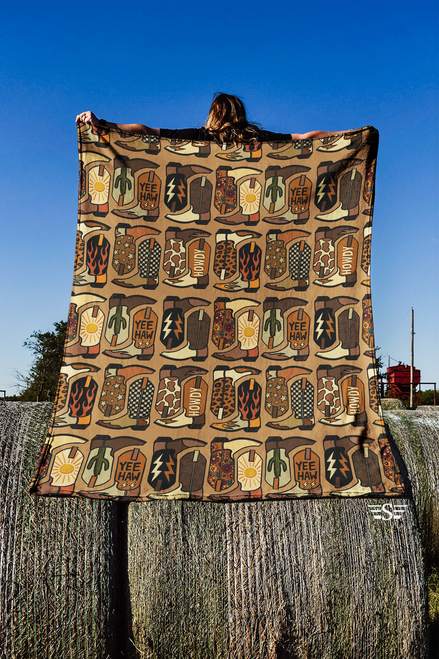 Cattle brand, livestock brand, brand, ranch, ranching, blanket, cozy, warm, gift, christmas, ranch name, custom ranch, boot